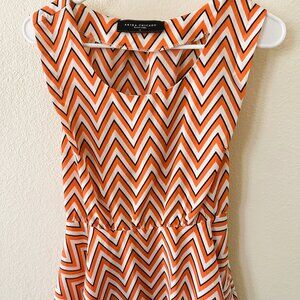 Akira Chicago Black Label, Flare Hem, Open Back, Orange, White, Black, Size Smal